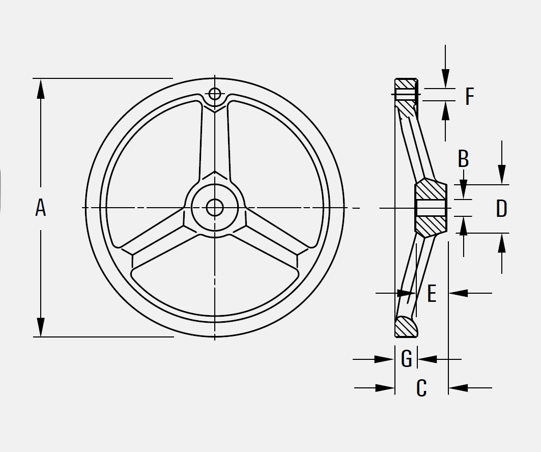 A1 Handwheel, Offset Square Rim - No Handle
