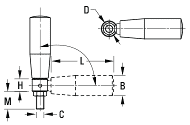 B4 Handles, Foldable Revolving (Male Thread)