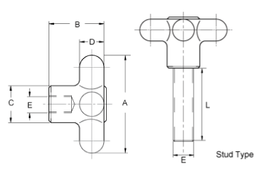 Cast Iron Hand Knobs - Stud Type