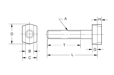 T-Slot Bolts - For Bridgeport Machine Tables
