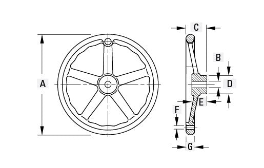 A13 Handwheel, Offset - No Handle