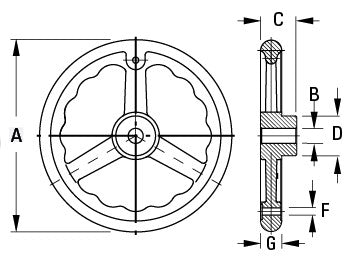 A43 Handwheels, Cast Iron - Revolving Handle