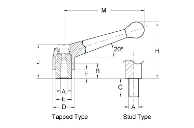 D1 Zinc Alloy Adjustable Handle - Stud Type